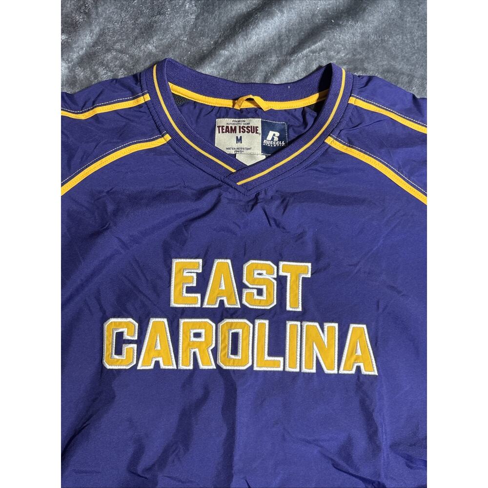 ECU East Carolina Pirates Russell Men M Team Issue Purple Windbreaker Pullover - Picture 3 of 7